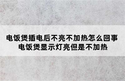 电饭煲插电后不亮不加热怎么回事 电饭煲显示灯亮但是不加热